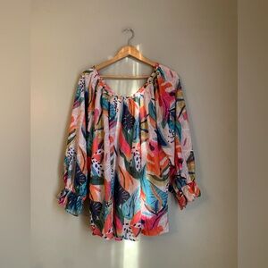 OTT (over The Top) Blouse Top Floral Loud Resortwear Spring Size 3x
